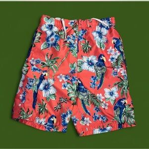 Tropical Parrot Print Swim Trunks